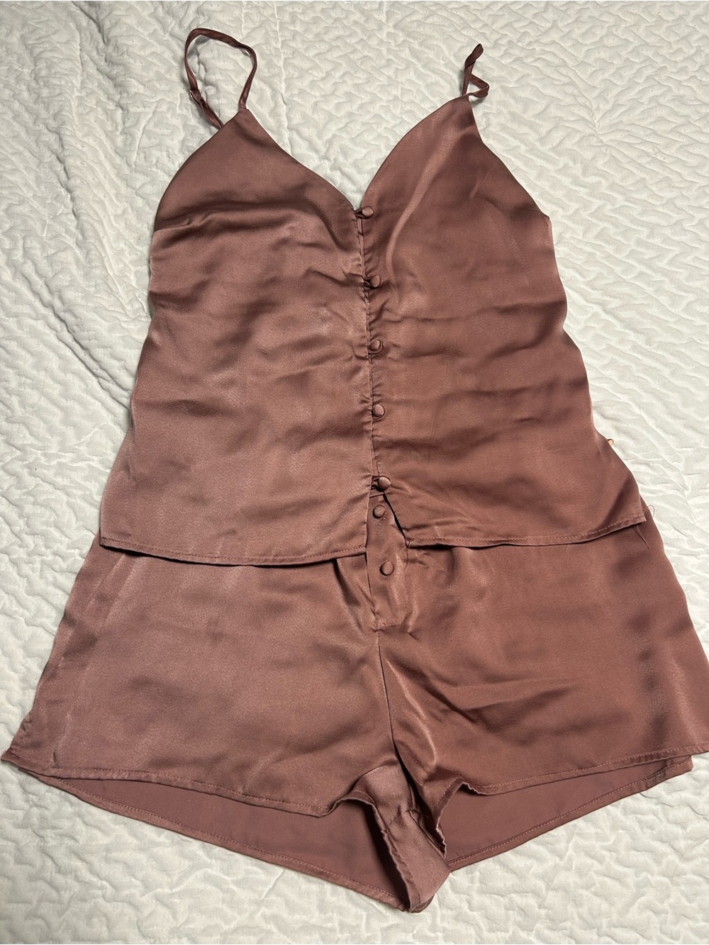 T.J.Maxx Satin-Look Button Cami & Shorts Set - Dusty Rose